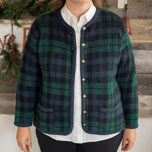 Cardigan RL Christmas Women XL Chore Plaid Tartan Dark Academia Holiday Sweater